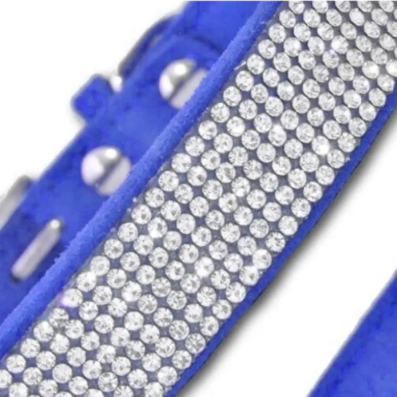 Royal Blue Crystal eco-Suede Dog Collar - Posh Pawz - 2