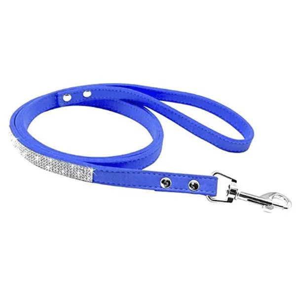 Royal Blue Crystal eco-Suede Dog Lead - Posh Pawz - 1