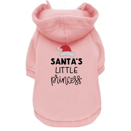 Santas Little Princess Dog Hoodie Sweatshirt - Poochie Fashion - 1