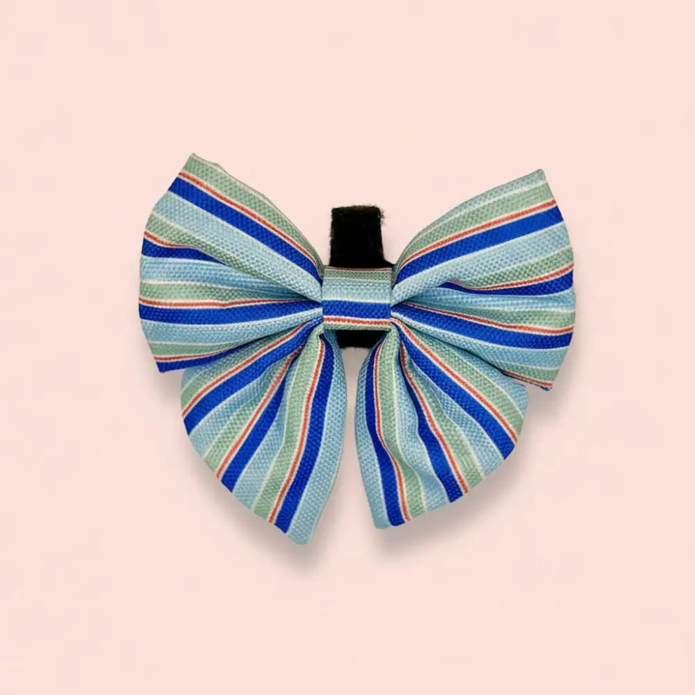 Sea Breeze Stripes Dog Sailor Bow - Pupclub Couture - 1