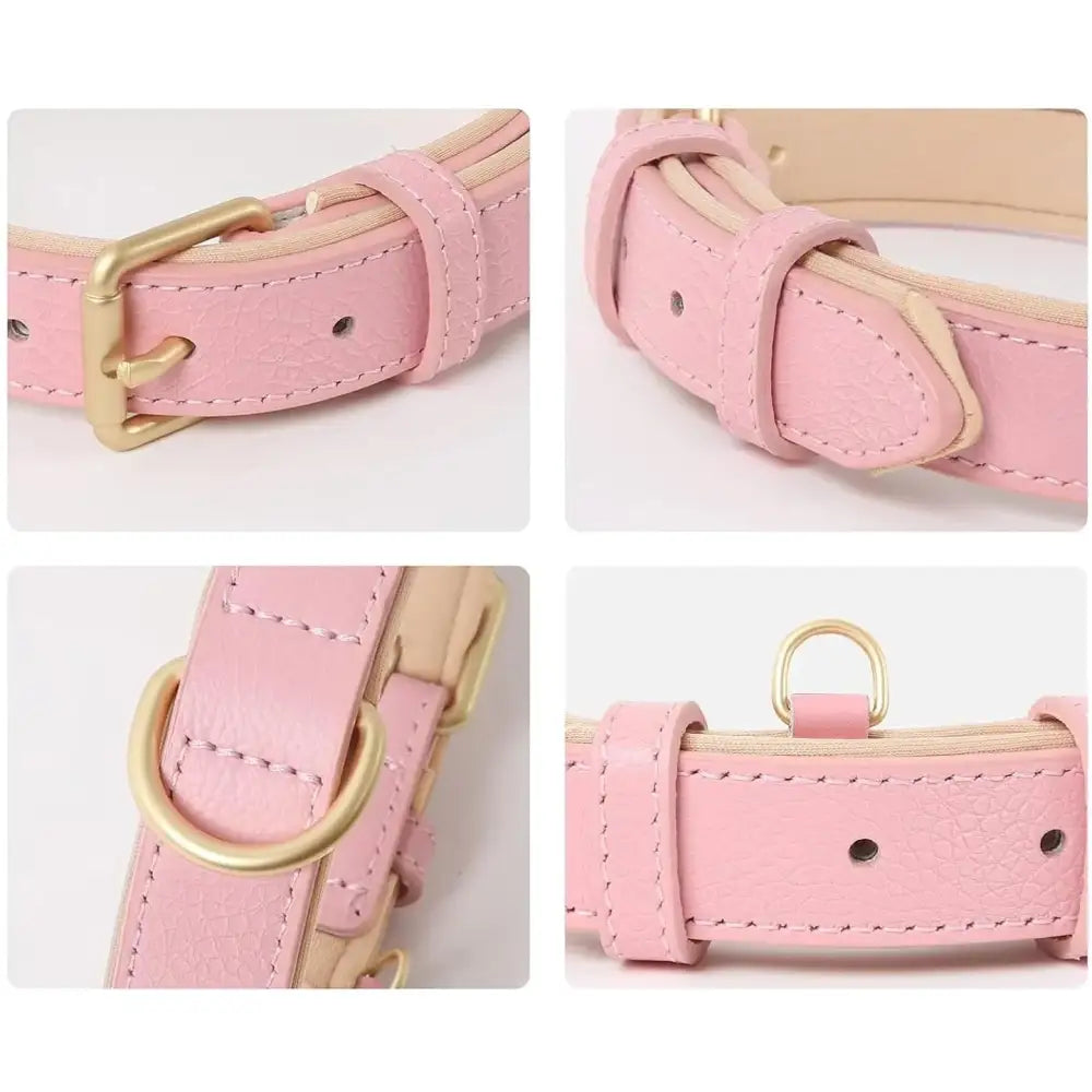 Siena Soft Genuine Leather Dog Collar in Baby Pink - Posh Pawz - 3