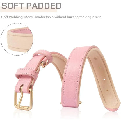 Siena Soft Genuine Leather Dog Collar in Baby Pink - Posh Pawz - 4