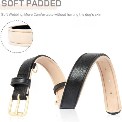Siena Soft Genuine Leather Dog Collar in Black - Posh Pawz - 4