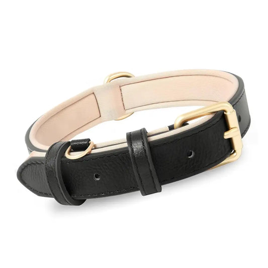 Siena Soft Genuine Leather Dog Collar in Black - Posh Pawz - 1