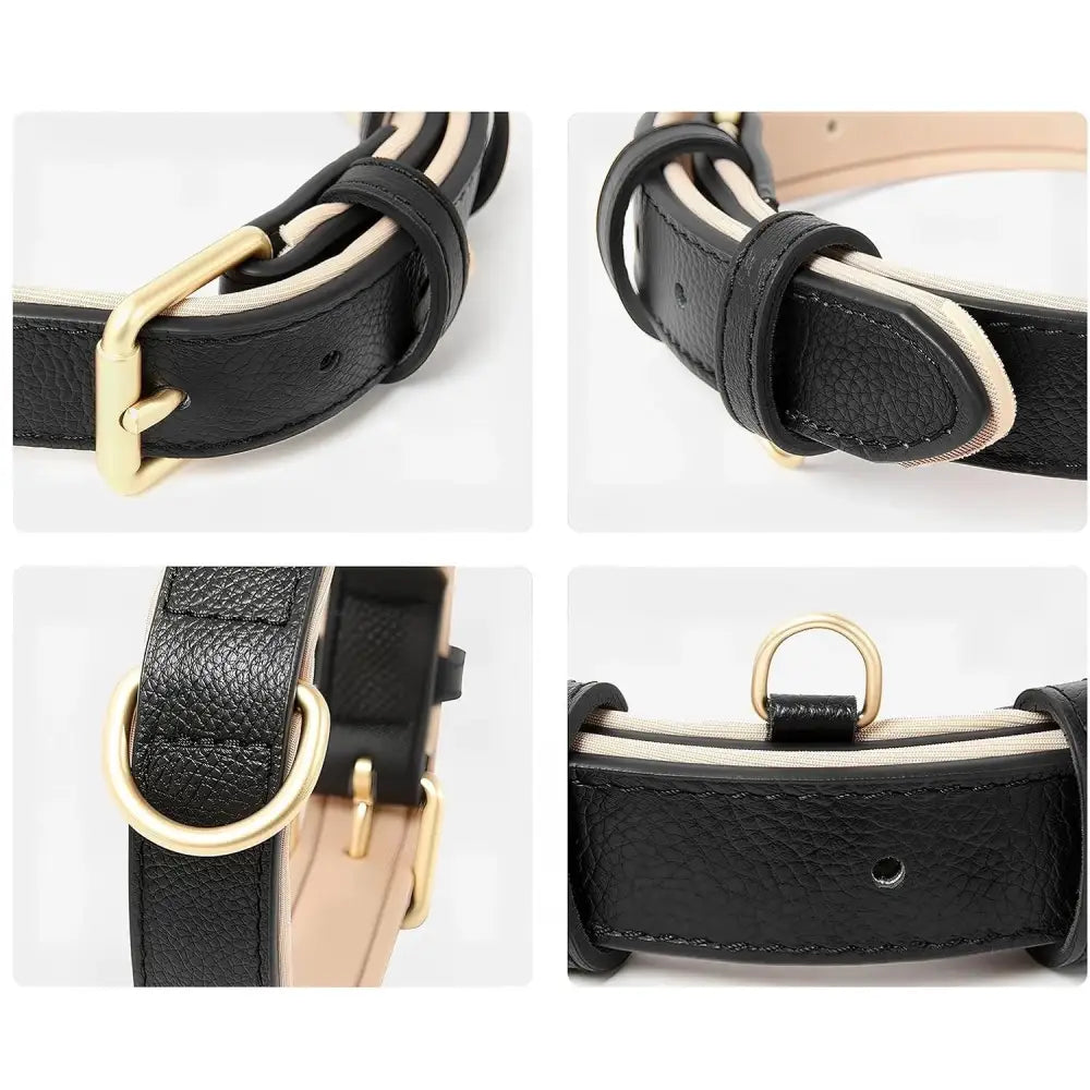 Siena Soft Genuine Leather Dog Collar in Black - Posh Pawz - 3