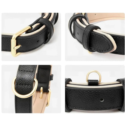 Siena Soft Genuine Leather Dog Collar in Black - Posh Pawz - 3