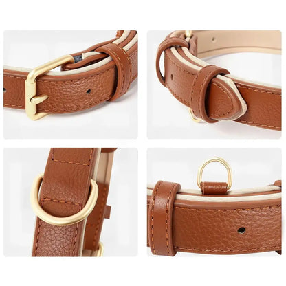 Siena Soft Genuine Leather Dog Collar in Brown - Posh Pawz - 3
