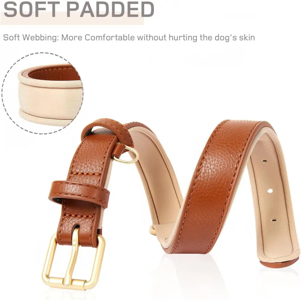 Siena Soft Genuine Leather Dog Collar in Brown - Posh Pawz - 4