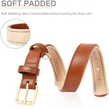 Siena Soft Genuine Leather Dog Collar in Brown - Posh Pawz - 4