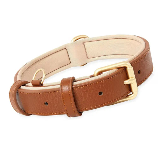 Siena Soft Genuine Leather Dog Collar in Brown - Posh Pawz - 1