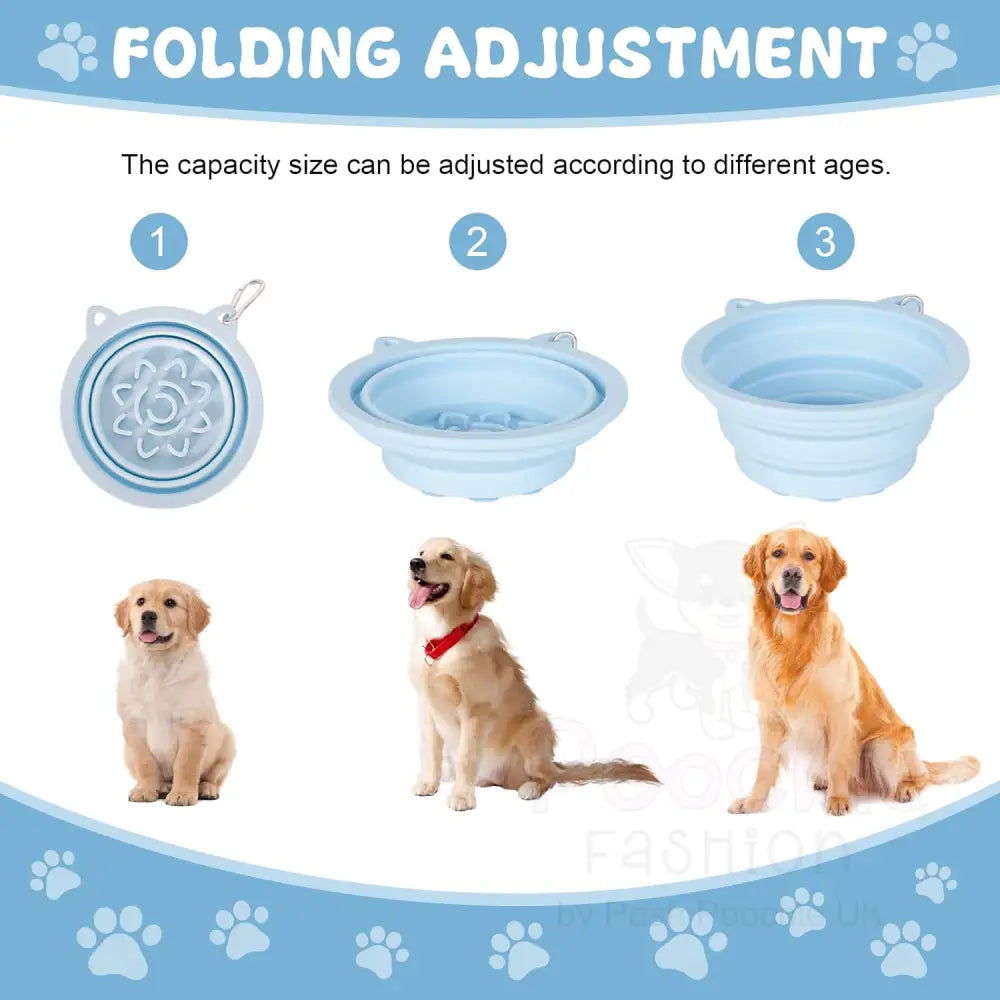 Silicone Collapsible Travel Bowl with Lick Pad in Baby Blue - Posh Pawz - 4