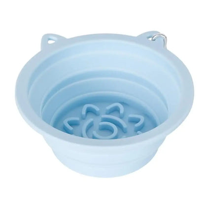 Silicone Collapsible Travel Bowl with Lick Pad in Baby Blue - Posh Pawz - 1