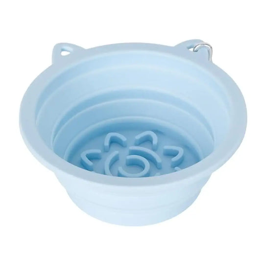 Silicone Collapsible Travel Bowl with Lick Pad in Baby Blue - Posh Pawz - 1
