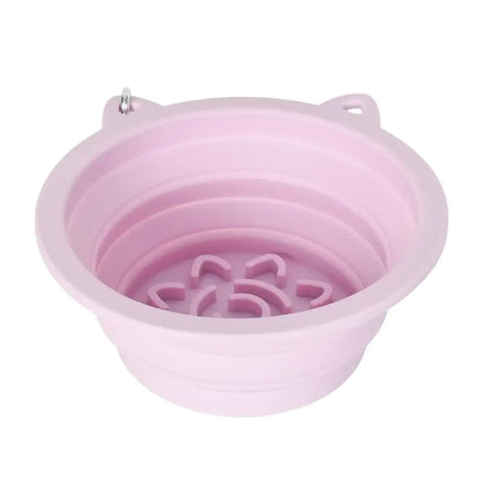 Silicone Collapsible Travel Bowl with Lick Pad in Pink - Posh Pawz - 1