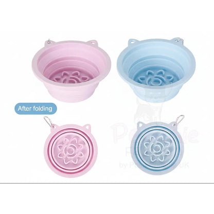 Silicone Collapsible Travel Bowl with Lick Pad in Pink - Posh Pawz - 4