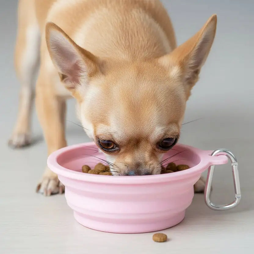 Silicone Collapsible Travel Bowl with Lick Pad in Pink - Posh Pawz - 2
