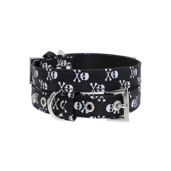 Skull and Crossbones Fabric Dog Collar - Urban Pup - 1