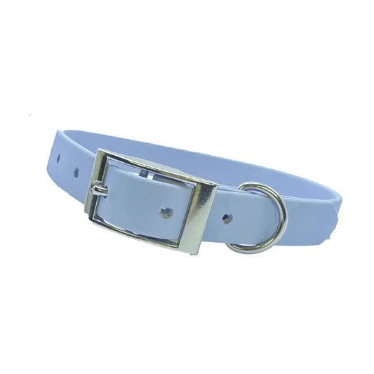 Slim Biothane Waterproof Dog Collar in Baby Blue - Poochie Fashion - 1