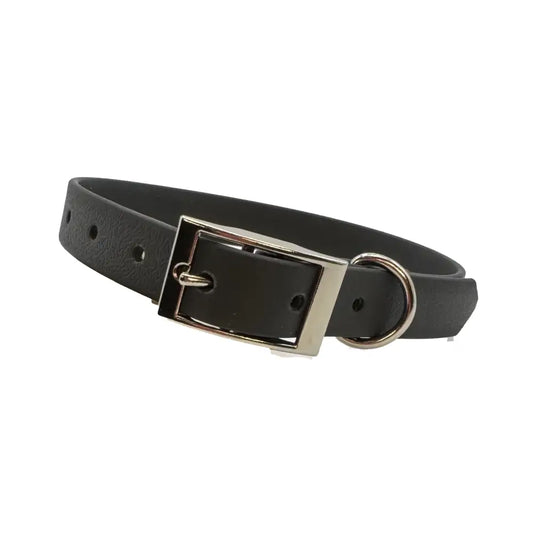 Slim Biothane Waterproof Dog Collar in Black - Poochie Fashion - 1