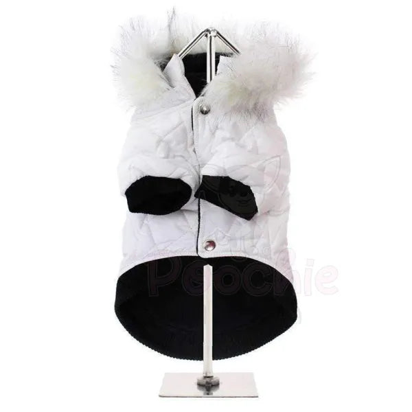 Snow White Luxury Quilted Parka Dog Coat - Urban Pup - 4