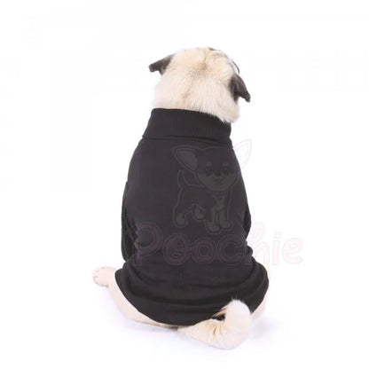 Long Sleeve Ribbed Dog T-shirt Jumper Black - Rich Paw - 3