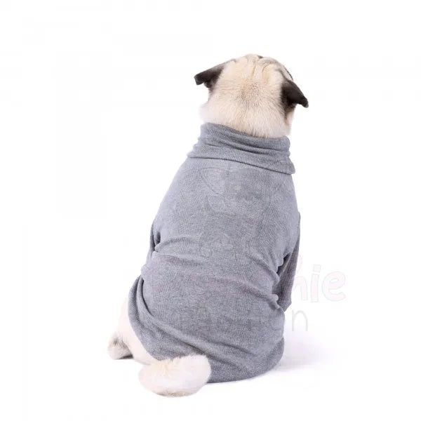 Long Sleeve Ribbed Dog T-shirt Grey - Rich Paw - 4