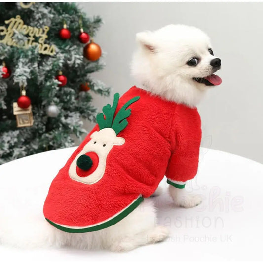 Soft Fleece Reindeer Christmas Sweater - Posh Pawz - 2