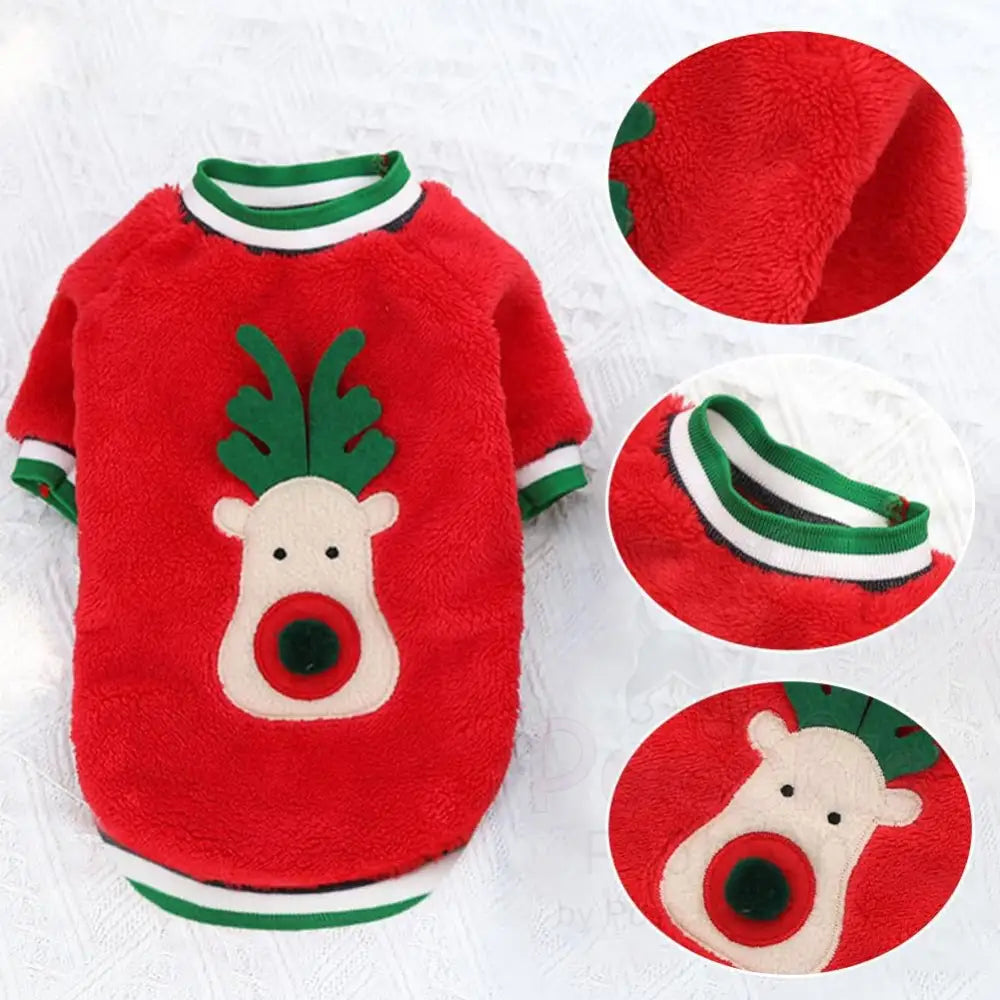 Soft Fleece Reindeer Christmas Sweater - Posh Pawz - 3