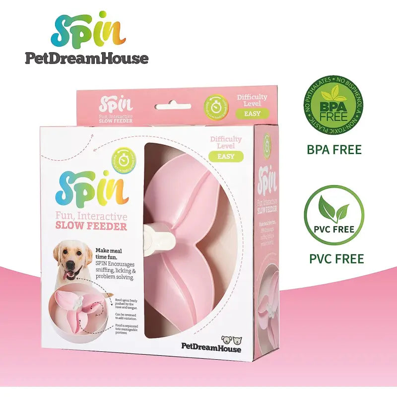 SPIN Flower Interactive Pet Slow Feeder In Baby Pink - Level Easy - PetDreamHouse - 5