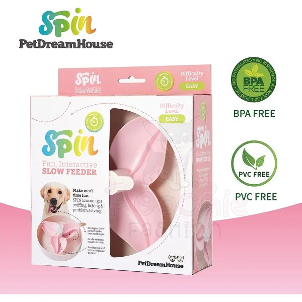 SPIN Flower Interactive Pet Slow Feeder In Baby Pink - Level Easy - PetDreamHouse - 5