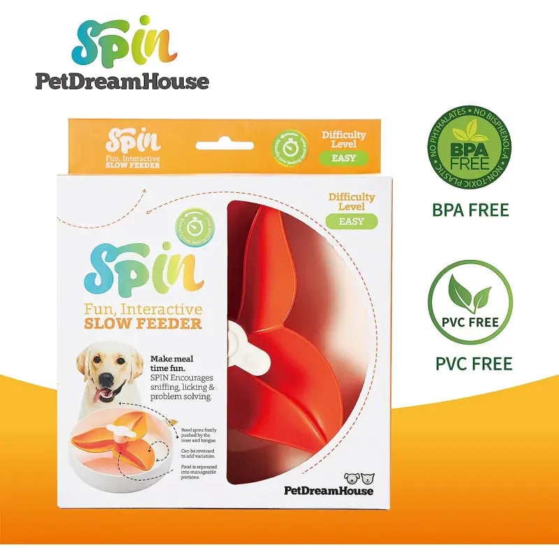 SPIN Flower Interactive Pet Slow Feeder In Orange - Level Easy - PetDreamHouse - 5