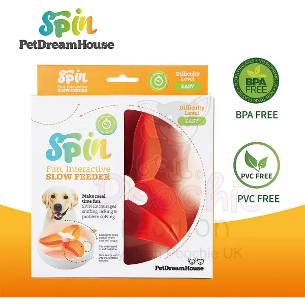 Spin Flower Interactive Pet Slow Feeder in Orange - Level Easy - Petdreamhouse - 5