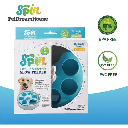 SPIN Pallette Interactive Pet Slow Feeder In Blue - Level Medium - PetDreamHouse - 5