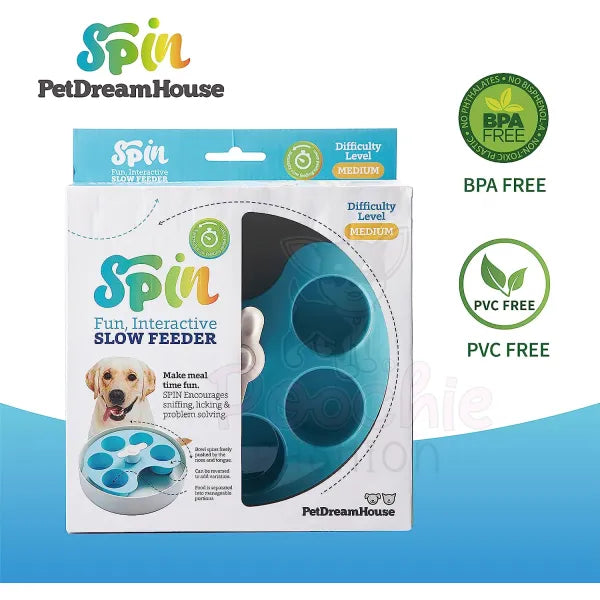 Spin Pallette Interactive Pet Slow Feeder in Blue - Level Medium - Petdreamhouse - 5