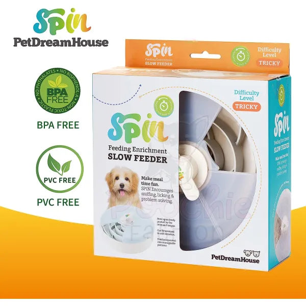 Spin Spiral Interactive Pet Slow Feeder with Twister Lid in Grey - Level Tricky - Petdreamhouse - 6