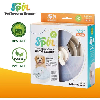 Spin Spiral Interactive Pet Slow Feeder with Twister Lid in Grey - Level Tricky - Petdreamhouse - 6