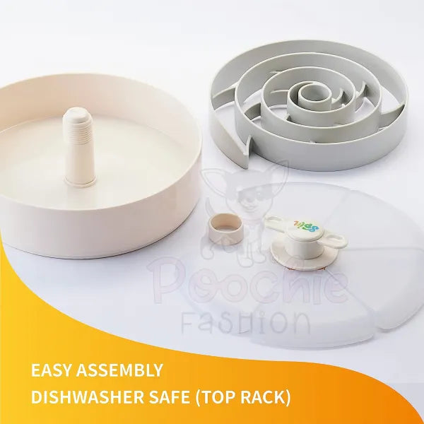 Spin Spiral Interactive Pet Slow Feeder with Twister Lid in Grey - Level Tricky - Petdreamhouse - 5