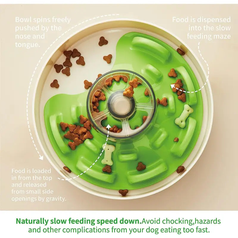 SPIN UFO Maze Interactive Pet Slow Feeder In Green - Level Tricky - PetDreamHouse - 2