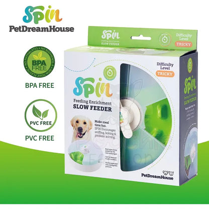 Spin Ufo Maze Interactive Pet Slow Feeder with Twister Lid in Green - Level Tricky - Petdreamhouse - 6