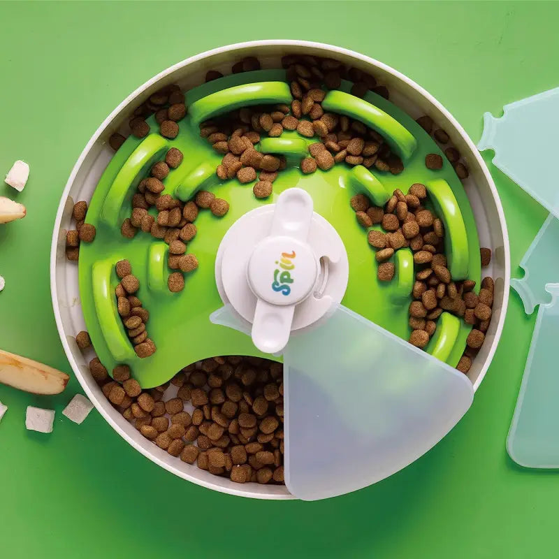 SPIN UFO Maze Interactive Pet Slow Feeder With Twister Lid In Green - Level Tricky - PetDreamHouse - 2