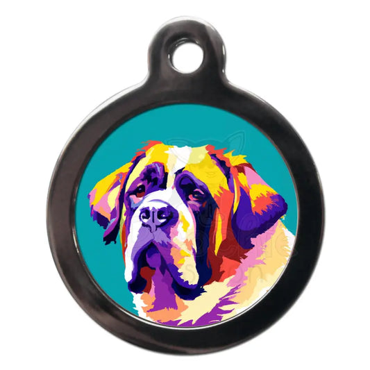 St Bernard Pop Art Dog Id Tag - Ps Pet Tags - 1