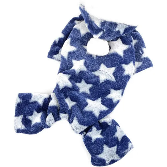 Star Fleecy Puppy Dog Pyjamas in Blue Xlarge - Sale - 1