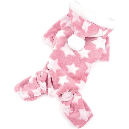 Star Fleecy Puppy Dog Pyjamas in Pink Xl - Posh Pawz - 1