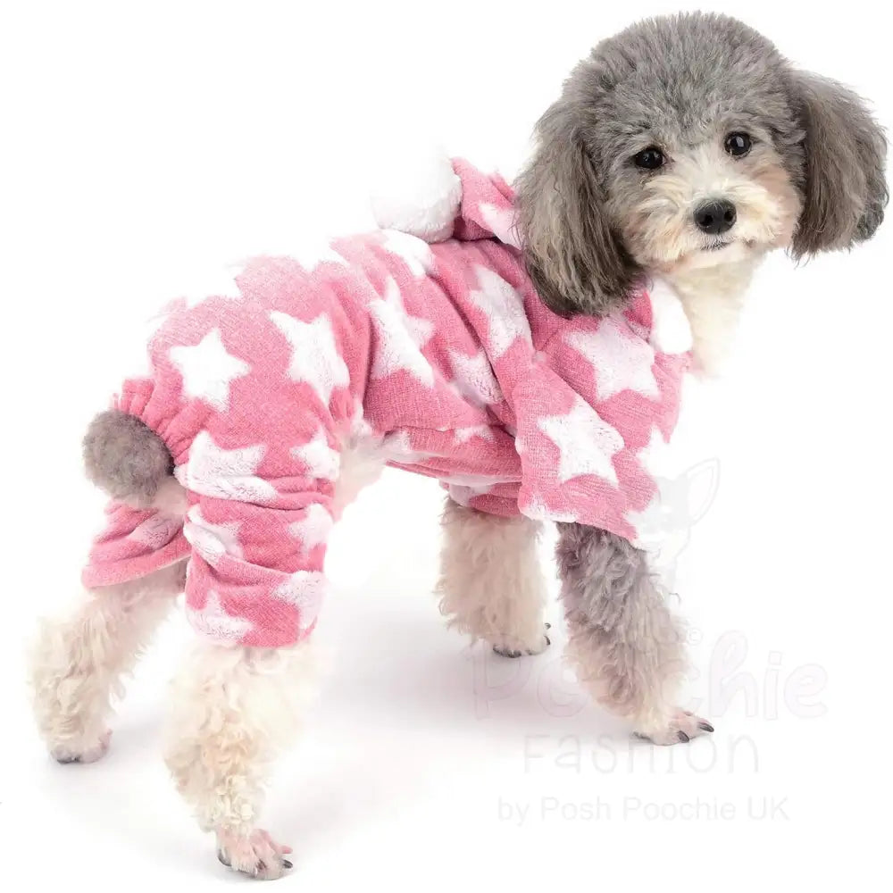 Star Fleecy Puppy Dog Pyjamas in Pink Xl - Posh Pawz - 3