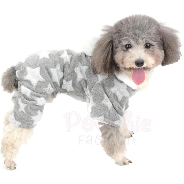 Star Fleecy Puppy Dog Pyjamas in Silver Grey - Sale - 3