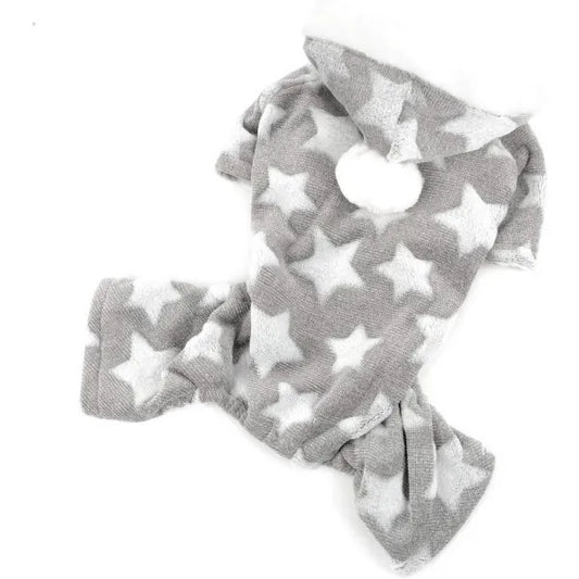 Star Fleecy Puppy Dog Pyjamas in Silver Grey - Sale - 1