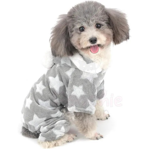 Star Fleecy Puppy Dog Pyjamas in Silver Grey - Sale - 5