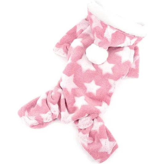 Star Fleecy Puppy Dog Pyjamas in Pink - Posh Pawz - 1