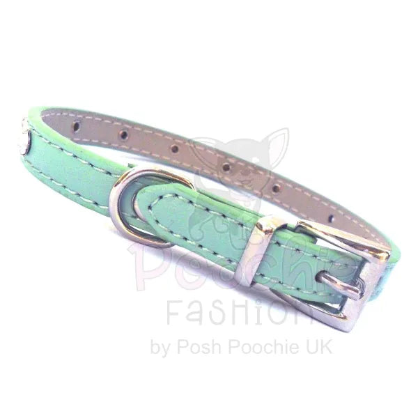 Super Slim Crystal Dog Collar and Lead in Blue - Posh Pawz - 3