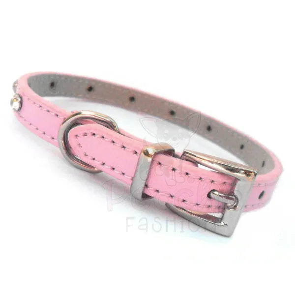 Super Slim Crystal Dog Collar in Pink - Posh Pawz - 2